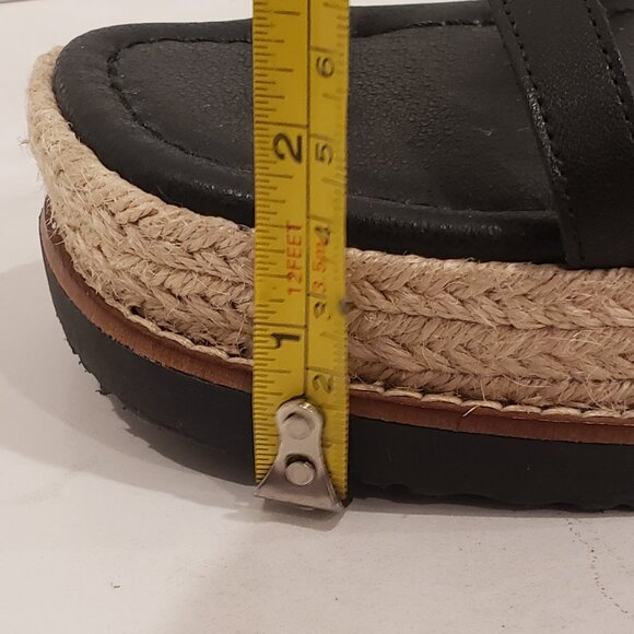 Lucky Brand Carolie Espadrille Wedge Sandal in Black and Beige Size 8 - Picture 9 of 9